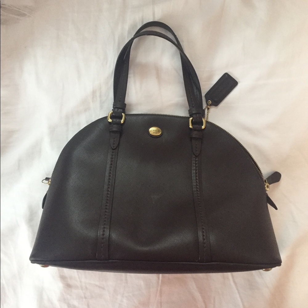 Coach Dark Brown Saffiano satchel
